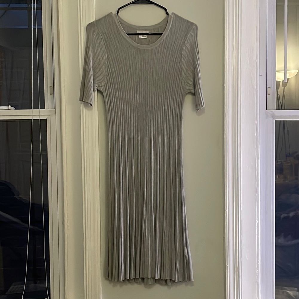 Gray ribbed sweater dress